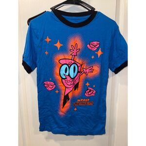 Dexters Laboratory Cartoon Network Graphic T Shirt Blue Kids Youth Size XS